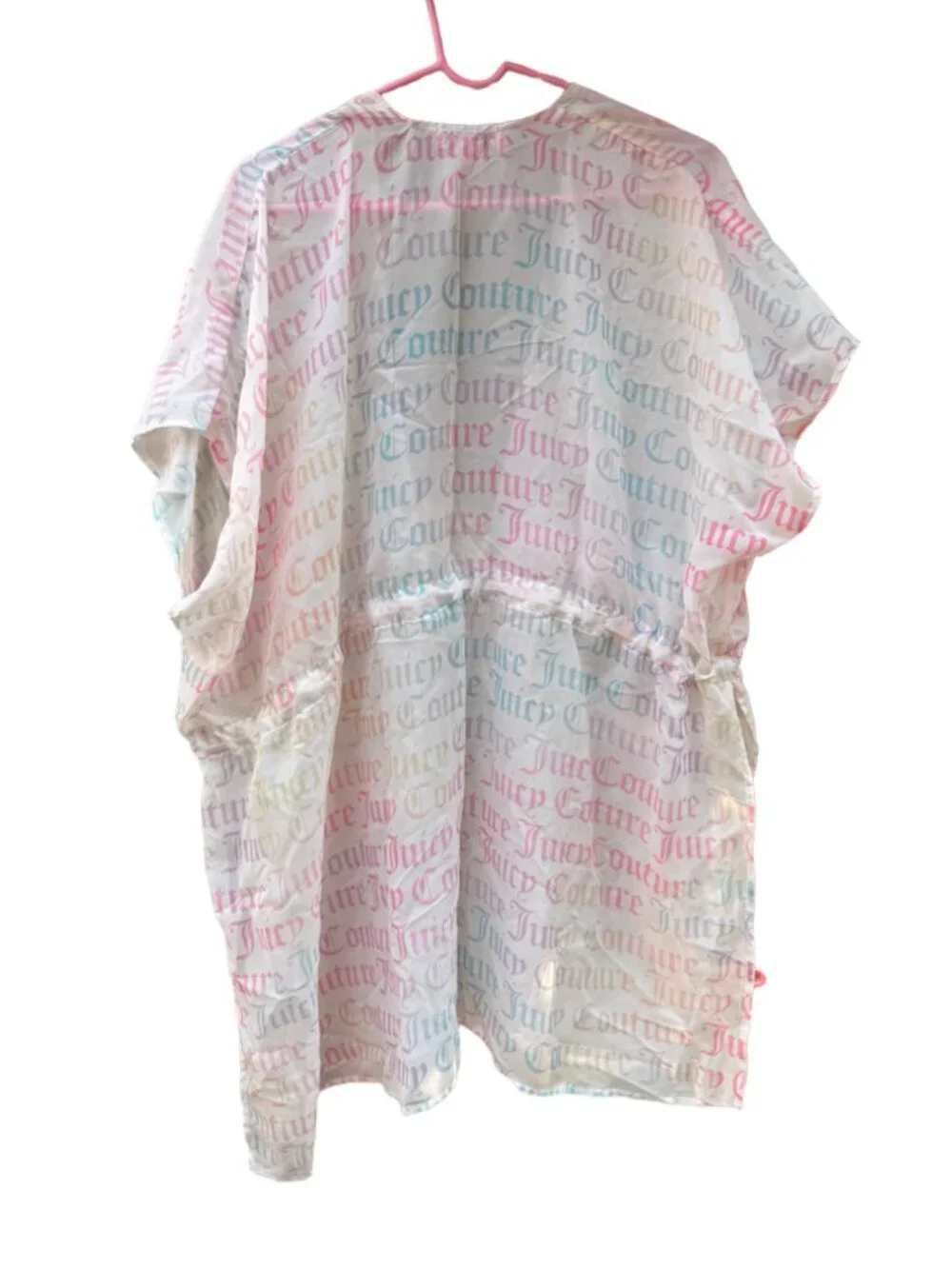 Juicy Couture Sheer White Multicolor Logo Kimono One Size Cover-Up